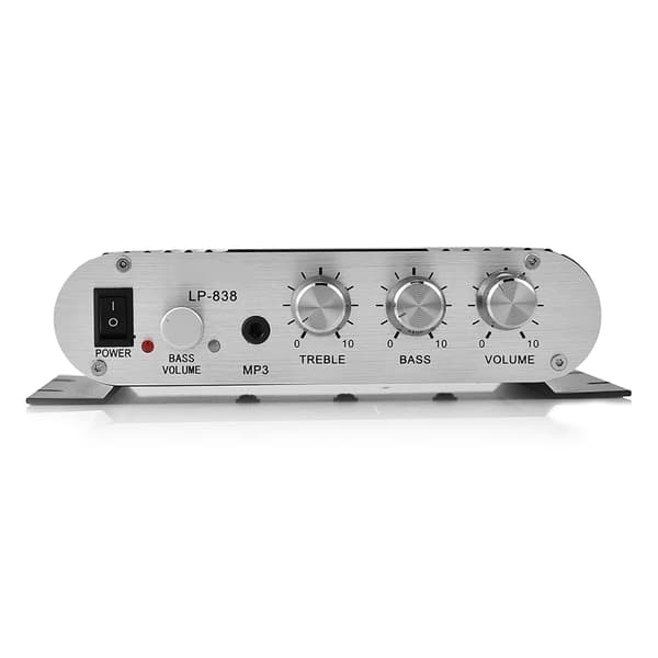 Mini 2.1-kanals stereoförstärkare för bil- och hemmaljud, digital HiFi basförstärkare, svart
