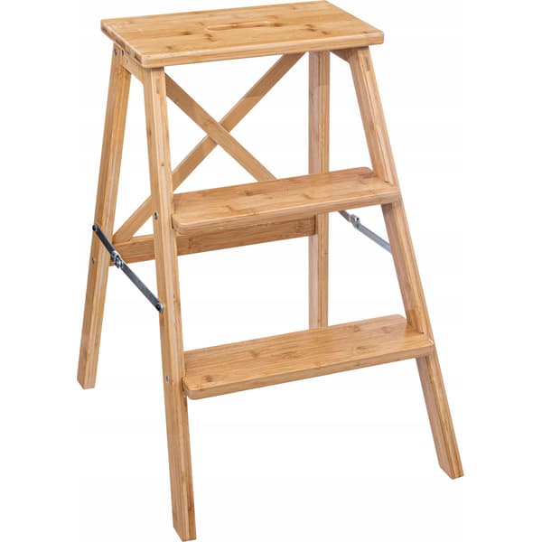 5five Hopfällbar stege, låg, bambu, 3 steg, 63,5 cm