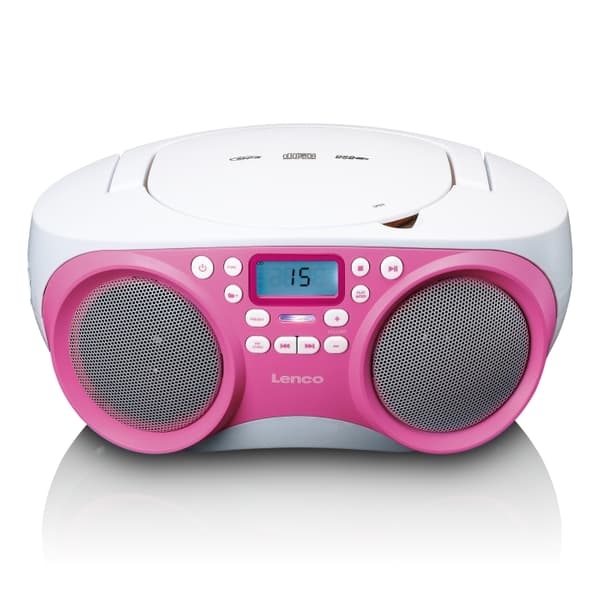 Lenco Bærbar FM-radio/CD/MP3- og USB-spiller Rosa