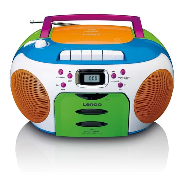 Lenco Kannettava radio CD- ja kasettiradiolla Lapset Monivärinen