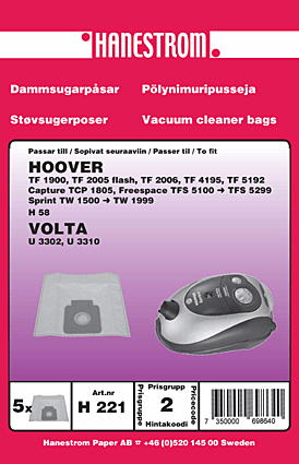 hanestroem Dammsugarpåsar Hanestrom Hoover TW 1650 Sprint