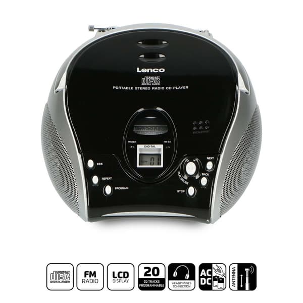 Lenco Bärbar stereo FM-radio med CD-spelare Svart/silver
