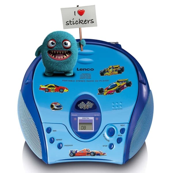 Lenco Boombox med CD-spelare FM-radio och klistermärken Blå