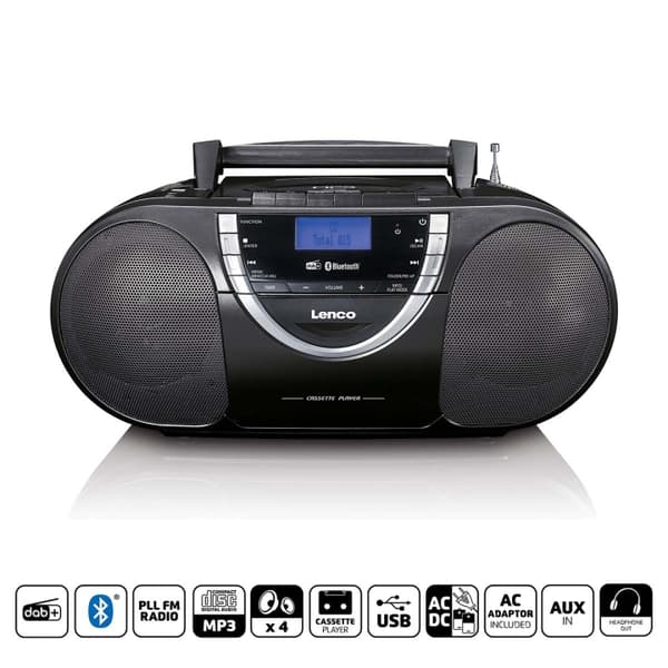 Lenco Bärbar DAB+- och FM-radio med CD-kassett och Bluetooth® Svart
