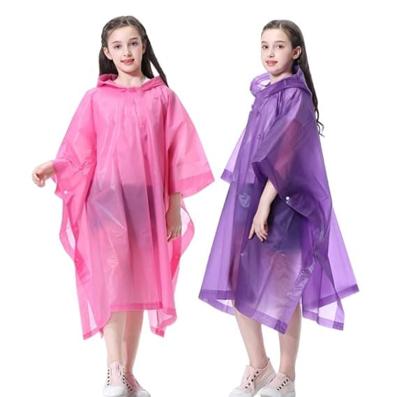 2-pak genanvendelige EVA børneregnfrakker med hætte