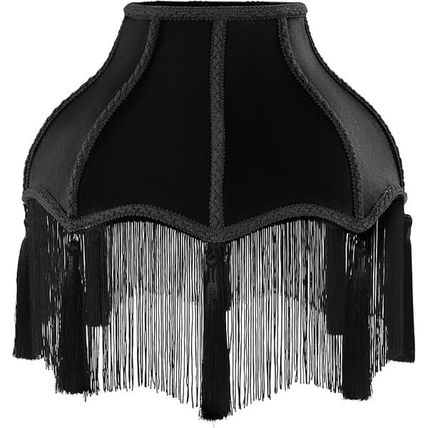 Lampskärm i viktoriansk stil, vintage lampskärm med sammetsfransar, lampskärmsskal i tyg med tofsar, universell för sovrum, säng, matsal, vardagsrum.