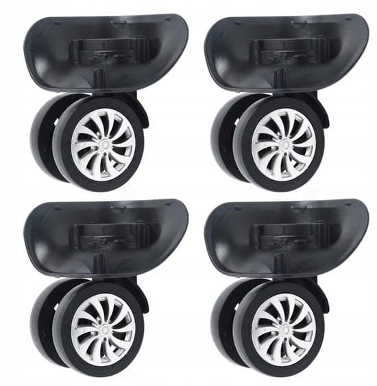 Transporthjul, resväskhjul, bagagevagn, ersättningshjul för resväskor, set med 4 metallhjul, 360° roterbara & tysta och slitstarka