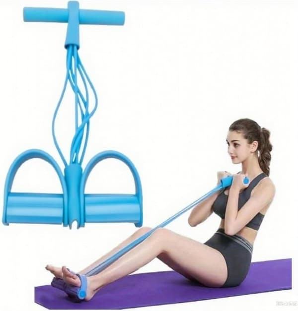Multifunktionelt modstandsbånd, 6-rørs elastisk yoga pedal modstandsbånd, hjemmefitnessudstyr, helkropstræner - blå