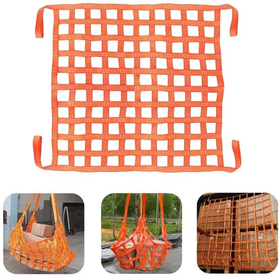 Lastinnostoverkko, Kontin suojusverkko, Nosturiverkko, Kantavuus noin 300 kg, satamat ja rakentaminen (100*100 cm, Oranssi)