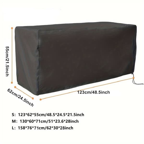 Musta säilytyslaatikon suojus vetoketjuversio: 130*60*71cm, WP-suojus, sopii puutarhan säilytyslaatikoihin/säilytyskaappeihin, säilytyslaatikon penkin