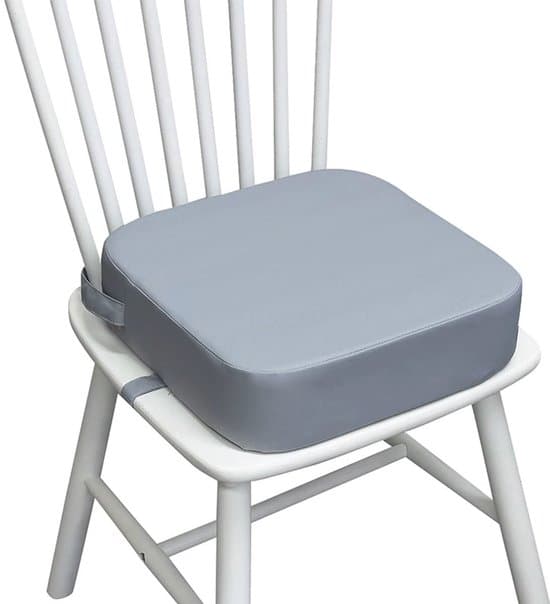 Ljusgrå matstolskudde för barn - 34x34x9 cm - Tvättbar, avtagbar, halkfri
