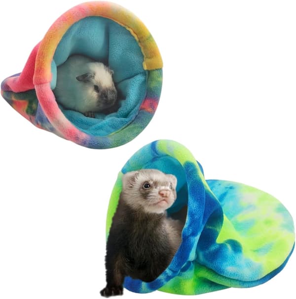 2-pack marsvinsmyspåsar, mjuk stor storlek, sovsäckssängar för kaniner, chinchillor, råttor, ekorrar och igelkottar.