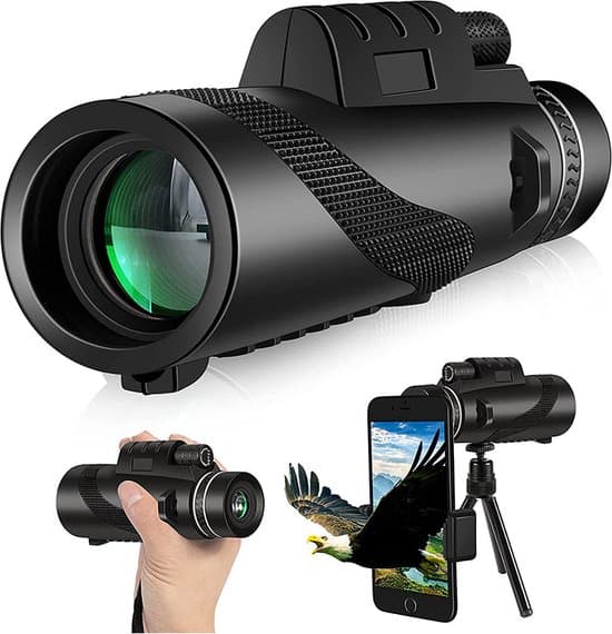 80x100 HD monokulär - Monokulär med brett synfält - HD monokulär med smartphonehållare och stativ - Högförstorande monokulär