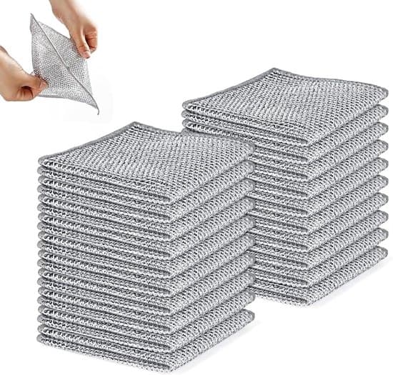 20 kpl - Tiskirätit - 20×20 cm - Teräslankaiset tiskirätit - Tiskirätti - Puhdistusliinat - Ikkunaliinat - Puhdistusliinat -