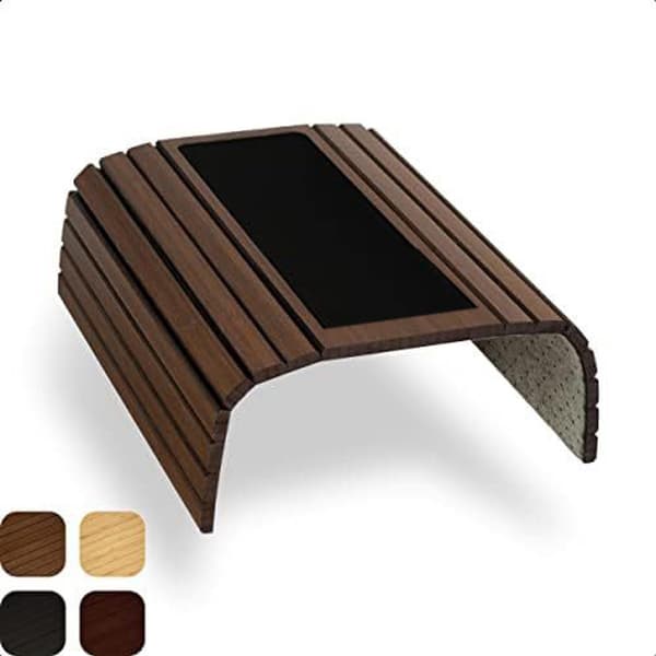 Soffarmstöd - Flexibelt soffarmstödsbord i trä - Halkfri soffbricka - Vikbar bricka - Soffförvaring mugghållare - 43,1 x 34,1 cm