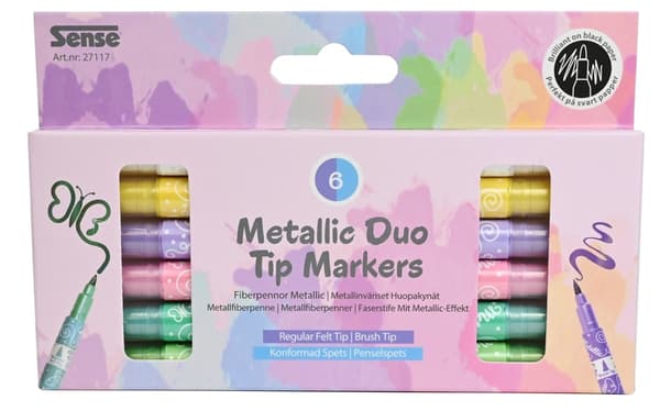 Sense Metallisk Duo Tip Marker 6-Pack