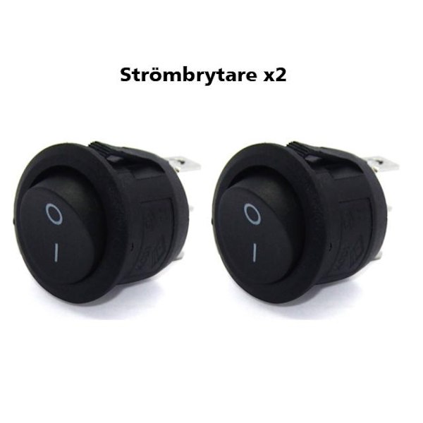 2x Strömbrytare 2 polig av/på vaggströmställare avbrytare 2-pack mindre modell