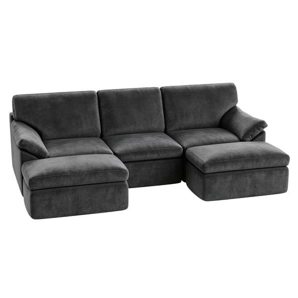 Sofa Modulsofa 5-Personers U-/L-Formet Sofa i Ice Velvet Fleksibel Hjørnesofa til Stue