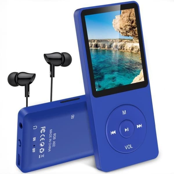 16GB MP3-spelare, HiFi Music MP3-spelare med FM-radio, 70H lång batteritid, Minneskortplats upp till 128GB - Blå