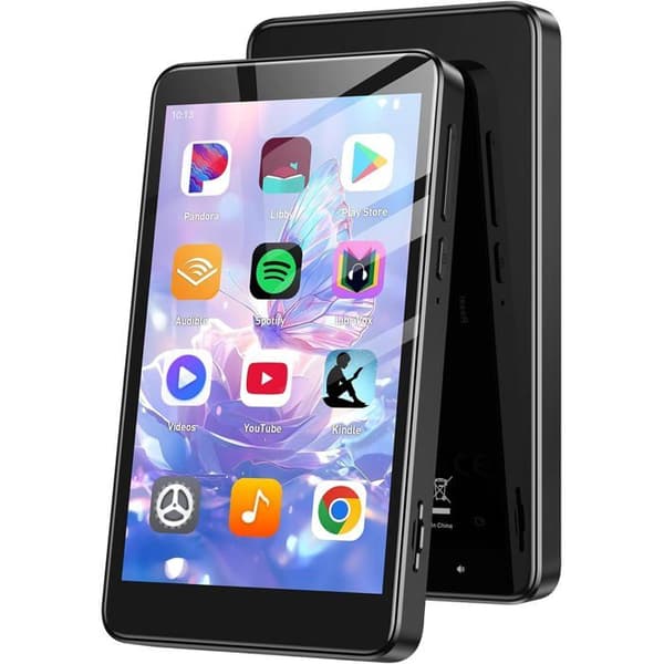 AGPTEK MP4 Bluetooth WiFi 96Go, Musikspelare Spotify med Android 14 Stor IPS Pekskärm, Stöder Installation av Applikationer
