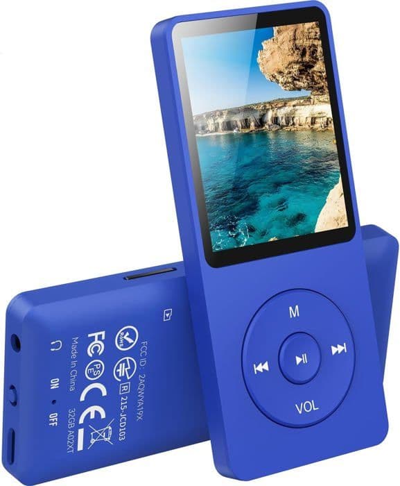 AGPTEK 32GB MP3 Bluetooth 5.3 med högtalare Musikspelare 70H Ultralång batteritid, FM-radioinspelning, utan hörlurar