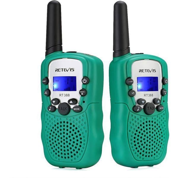 Retevis RT388 Walkie Talkie för barn, långvägs VOX-ficklampa, leksakspresent för 3-12 år gamla barn för camping, trädgård (grön)