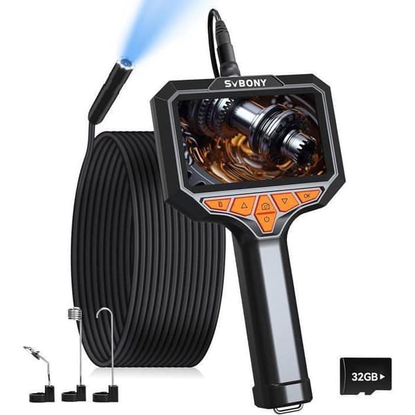 Svbony SM501 Industriell Endoskopinspektionskamera, HD 4.3" IPS Endoskopkamera, med 32G TF-kort, IP67, 8 LED-lampor