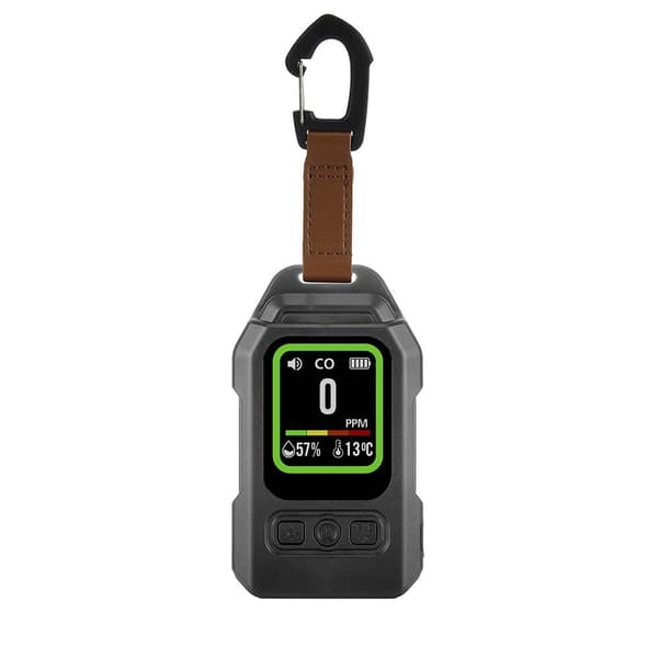 Bärbar kolmonoxiddetektor: CO-mätare med magnetfäste, LED-lampa och temperatur-/fuktighetsdisplay Black