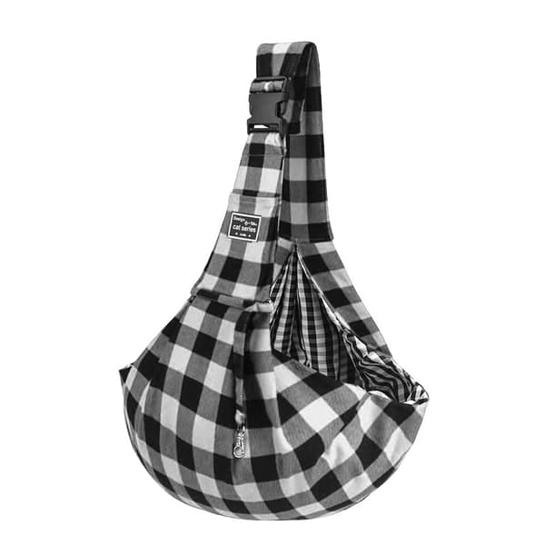Säädettävä ruudullinen kantolaukku pienille koirille ja kissoille Black+White