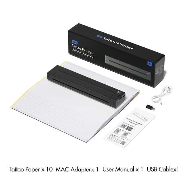 Tatueringsskrivare med Bluetooth termisk utskrift, AI-bildskapande, A4-schablonpapper och stöd för Android, iOS, Windows och Mac