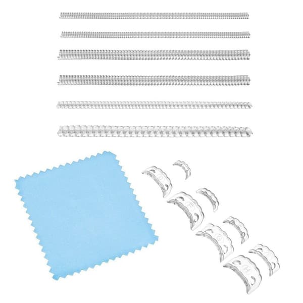 Osynlig silikon ringstorleksjusterare set - 15 delar hjärtspiral ringförminskare, transparent TPU+PC, 14 justerare och 1 rengöringsduk för lösa ringar