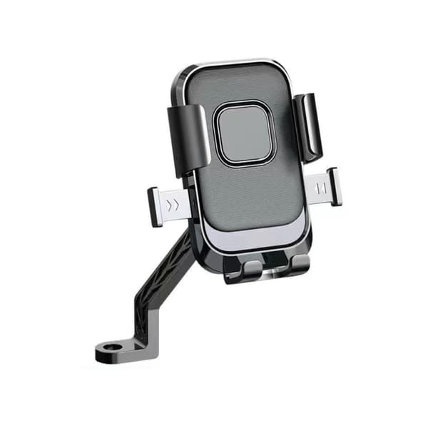 Speilmontert mobilholder med anti-rystelser og metallstang – CF karbonfiber + legering, 360° rotasjon, passer 4.7-7.2 inch, for 15-34mm styre