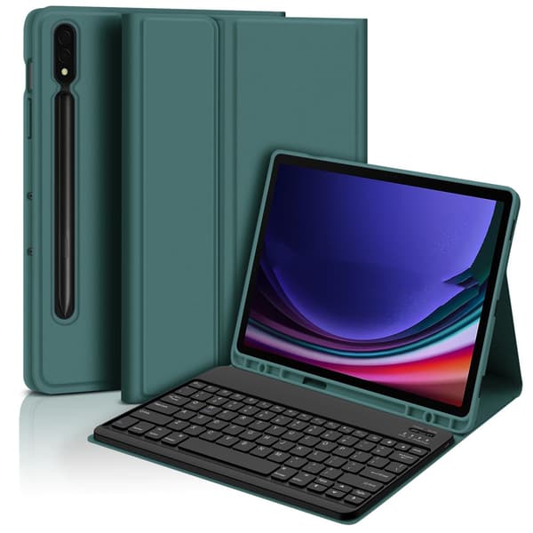 Bluetooth Tastaturetui + Tastatur Kompatibelt med Samsung Galaxy Tab A9+ 2023 (11 tommer) - Mørkegrøn