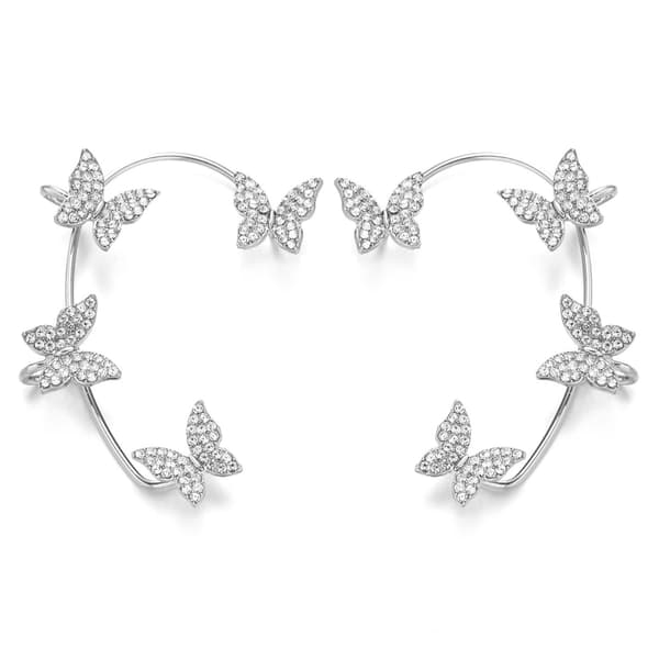 Ear Cuffs öronsmycke med fjärilar 1 par Silver