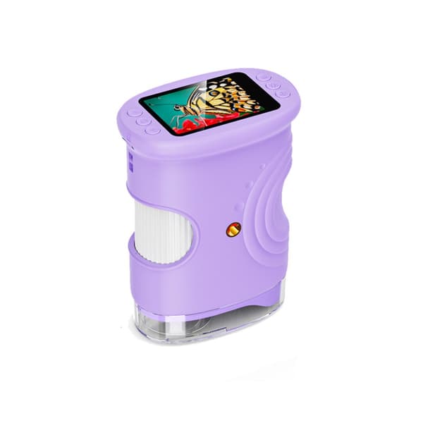 Håndholdt digitalt mikroskop – op til 1000x forstørrelse, 2MP-kamera, 2.0-inch IPS-skærm, genopladelig Type-C, justerbar LED-belysning Purple