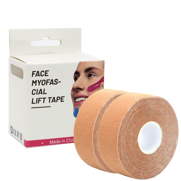 Ansiktsløftingstape i hudtone - 2,5 cm x 5 m (komfortpassform) - Pakke med 2 Beige Model 2