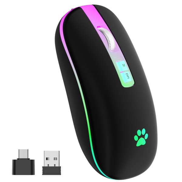 Tyst Dual Mode Mus: Uppladdningsbar Trådlös Bluetooth 5.1 A
