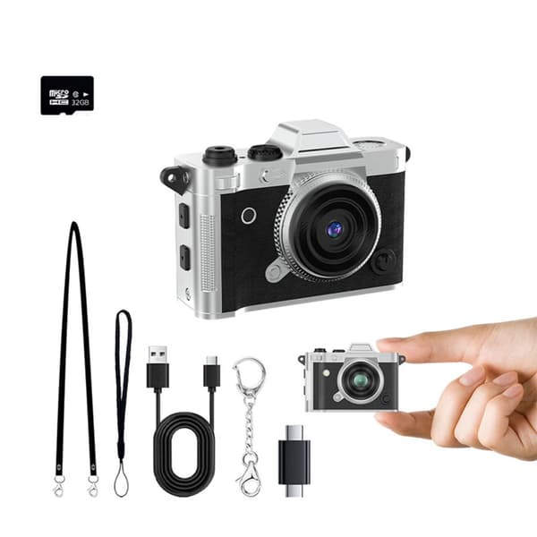Mini digitalkamera 1080P lommekamera for reise og utendørsopptak med ekte 5MP-linse, 1.47inch HD-skjerm, Type-C lading, USB OTG, 65-70min opptak Black