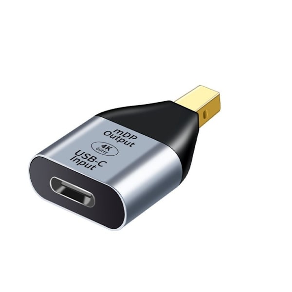 Mini DP til USB-C Adapter, Støtter 4K@60Hz, Kompatibel med Mini DisplayPort Enheter