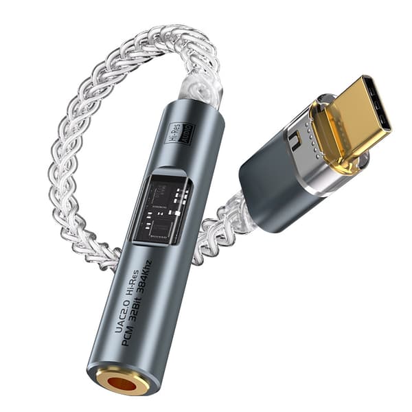 BA23 USB-C till 3,5 mm ljudadapter med inbyggd DAC Grey