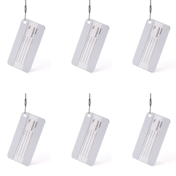 Set med 6 Bagagelappar - Bagagetaggar Silver