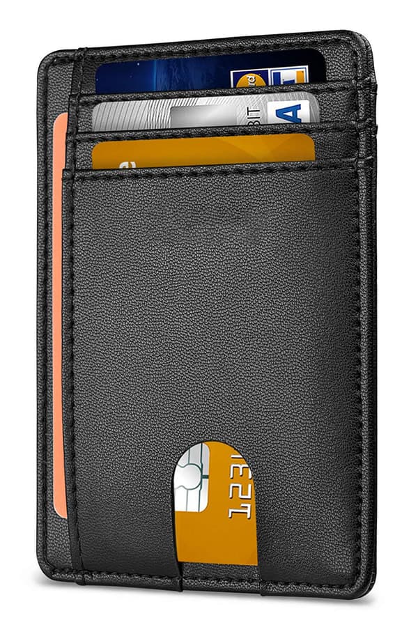 INF RFID anti-tyverikortholder i ekte skinn for menn med airtag-hulldesign