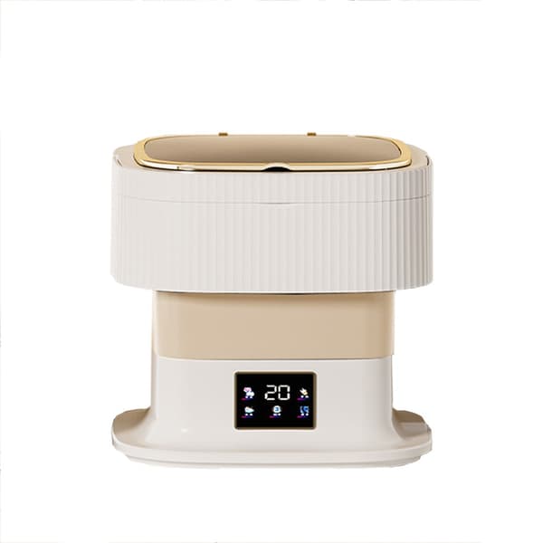60W Högeffekts Hopfällbar Tvättmaskin - 10.5L Bärbar Kompakt Tvättmaskin med Touch Kontrollpanel, kompatibelt med diverse märken Khaki