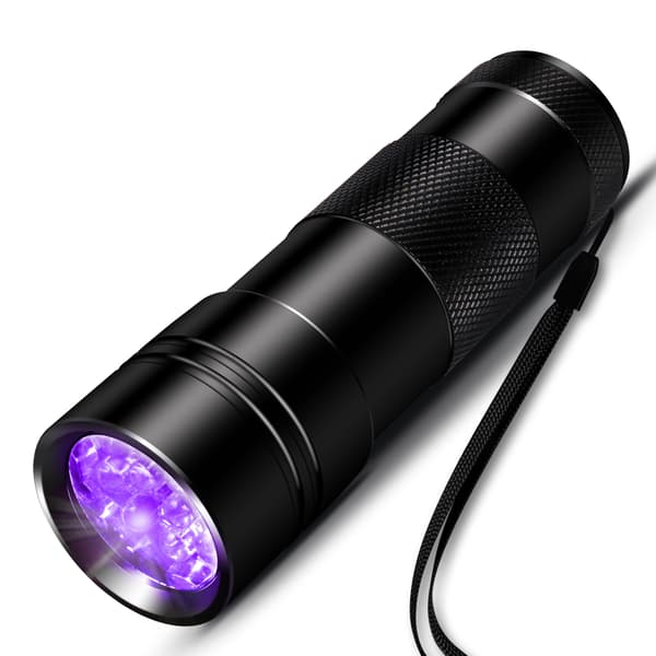 UV-lommelykt med 12 lysdioder 395 nm Sort