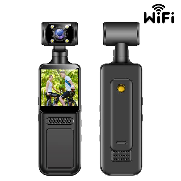 M12+ WiFi HD kroppsburen kamera — portabel videoinspelare 2160x1440, COMS-lins, 1.3 inch HD-skärm, nattvision, rörelsedetektering