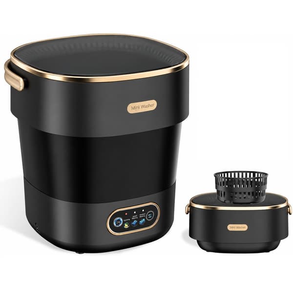 13L Vikbar Tvättmaskin - Portabel Mini Tvättmaskin för Underkläder, Strumpor, kompatibelt med diverse märken Black&Gold