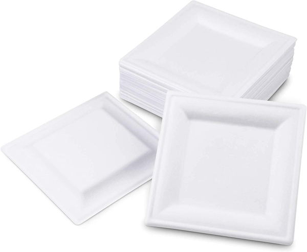 Firkantede engangspapirplater - 50 stk White 26x26 cm
