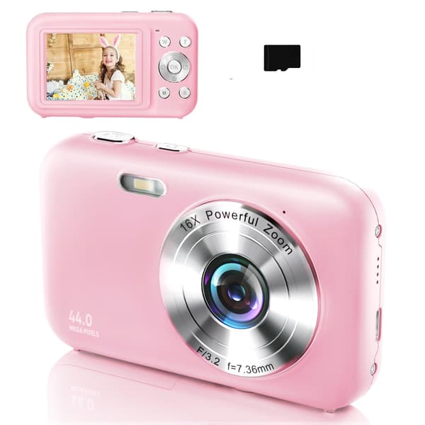Digitalkamera 1080P 44MP 16x zoom 2,4-tums skärm, 32GB kort Pink