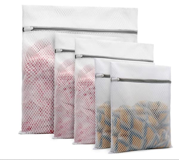 Honeycomb Mesh vasketøjspose med lynlås til finvask White