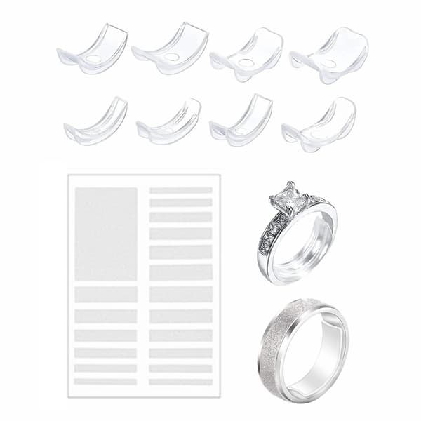 Osynligt spiralringstorleksjusteringsset 8 st med EVA vit halkskyddspad - transparenta TPU+PC ringinsatser för lösa ringar